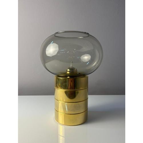 Brass and Smoked Glass Candlestick from Föhl For Sale - Image 11 of 11