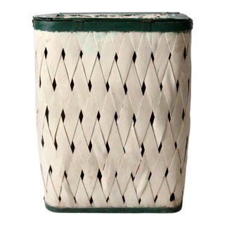 Antique Woven Hamper Basket For Sale