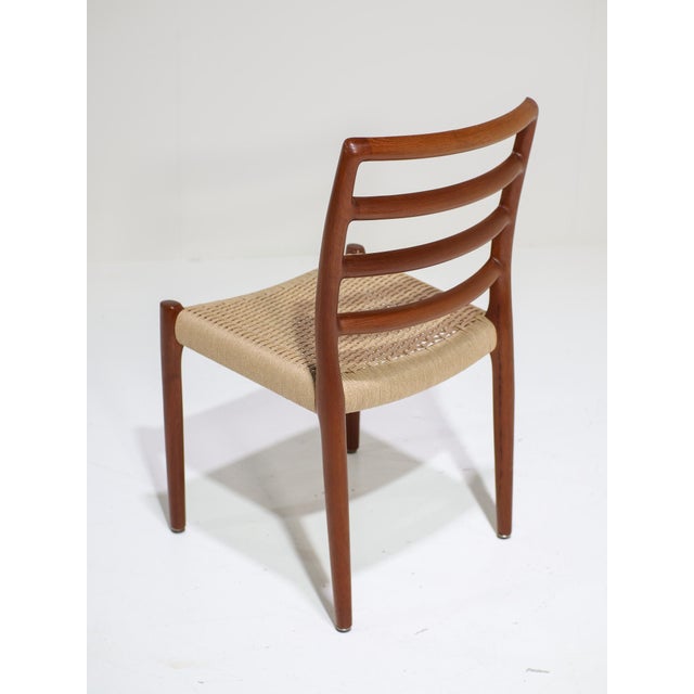 Vintage Model 85 Dining Chairs in Teak and Papercord by N.O. Møller for J.L. Møllers, 1960s, Set of 6 For Sale - Image 4 of 17