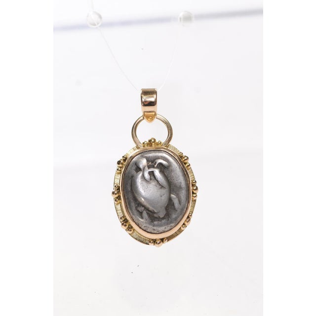 A Greek Stater Silver [Coin] of a Turtle W/ 18k Gold Trim & Orbs For Sale - Image 11 of 12