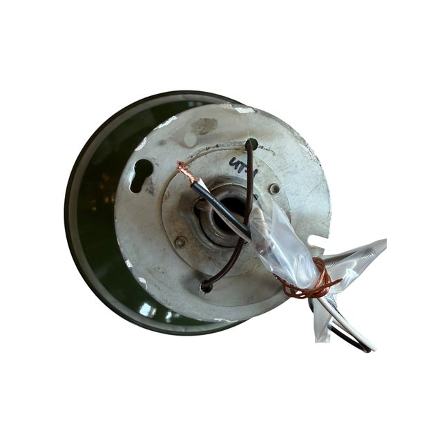 Green 1930s Stamped Benjamin Dome Enamel Reflector Pendant 10 Available - Mint Condition For Sale - Image 8 of 9