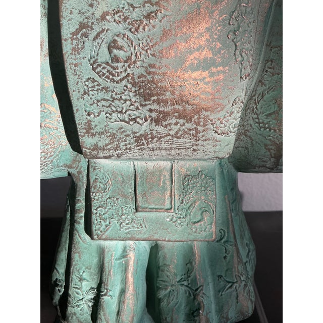 Austin Productions Austin Productions Japanese Noh Dancer Sculpture in Verdigris Finish, Circa 1981 For Sale - Image 4 of 12