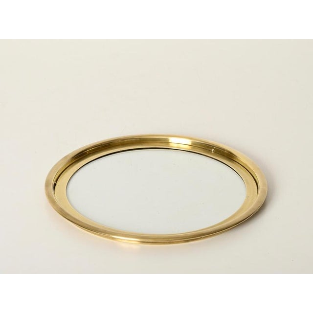 Brass and Crystal Round Serving Tray by Bellotto, Italy, 1970s For Sale - Image 3 of 11