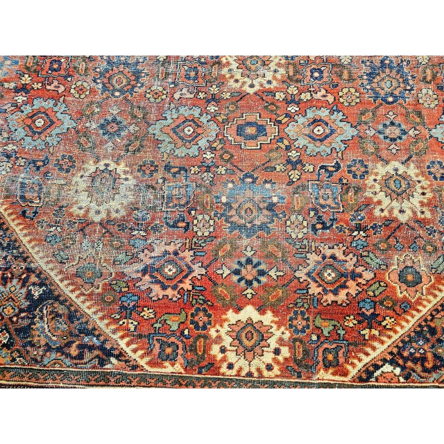 Antique Persian Mahal Sultanabad Rug, Hand-Knotted Wool, Geometric Pattern, Brick-Red & Navy, 10x15 For Sale - Image 15 of 18