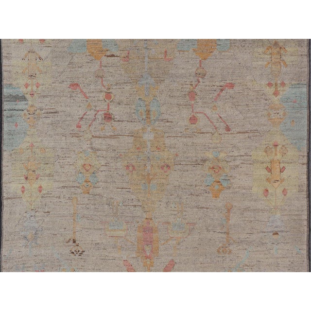 Textile Modern Hand-Knotted Rug With All-Over Sub-Geometric Design in Multicolor 8'7 X 9'7 For Sale - Image 7 of 10