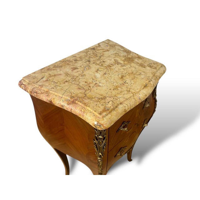 Louis XVI French Marquetry Bedside Tables with Marble Tops, Set of 2 For Sale - Image 12 of 16