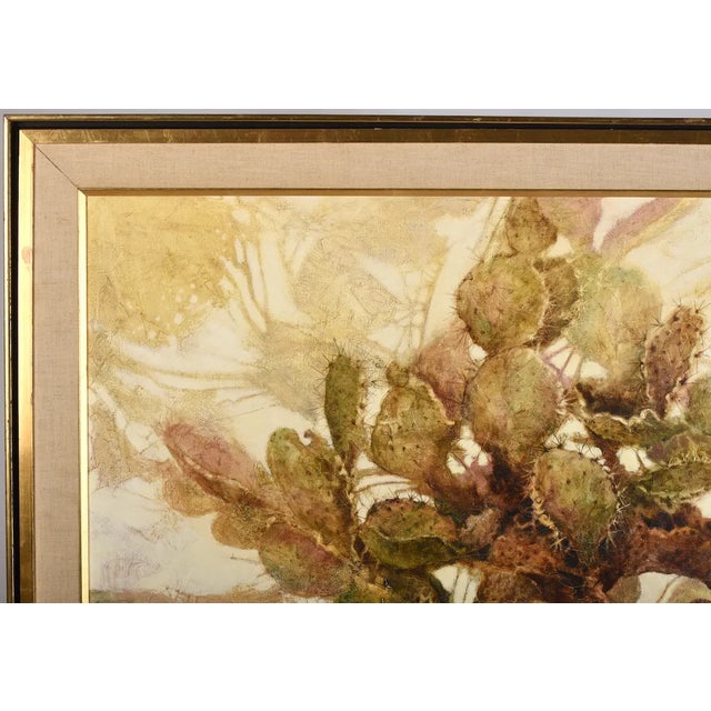 Mid-Century Modern Mid Century Modern Oil Painting Plant Cactus Landscape Succulent Art For Sale - Image 3 of 13