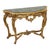 Imposing and impressive classical console in Louis XV style, with gold-leaf gilded wood and gesso, with a green veined...