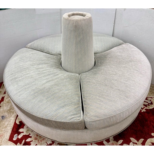 Custom Round Upholstered Velvet Banquette Circular Sofa Ottoman For Sale In New York - Image 6 of 6