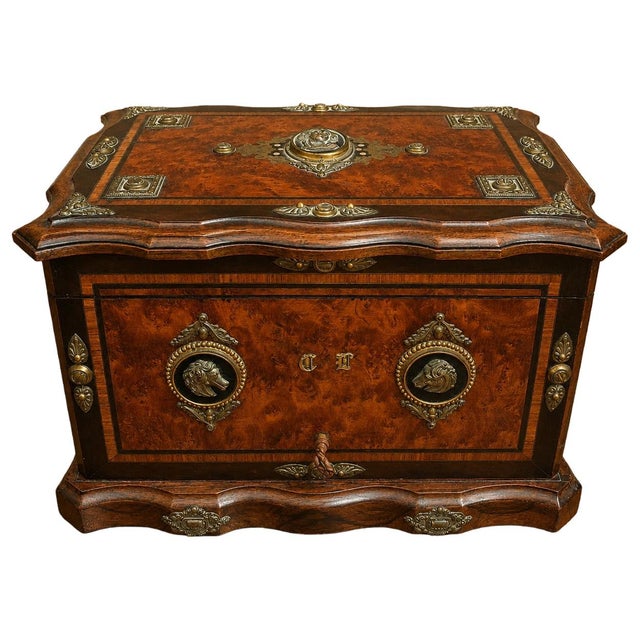 Cigar Case in Burl Wood and Decorative Bronze For Sale - Image 9 of 9