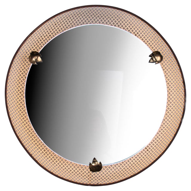 Round Perforated Backlit Mirror in the style of Mathieu Mategot, France, 1950s For Sale - Image 11 of 11