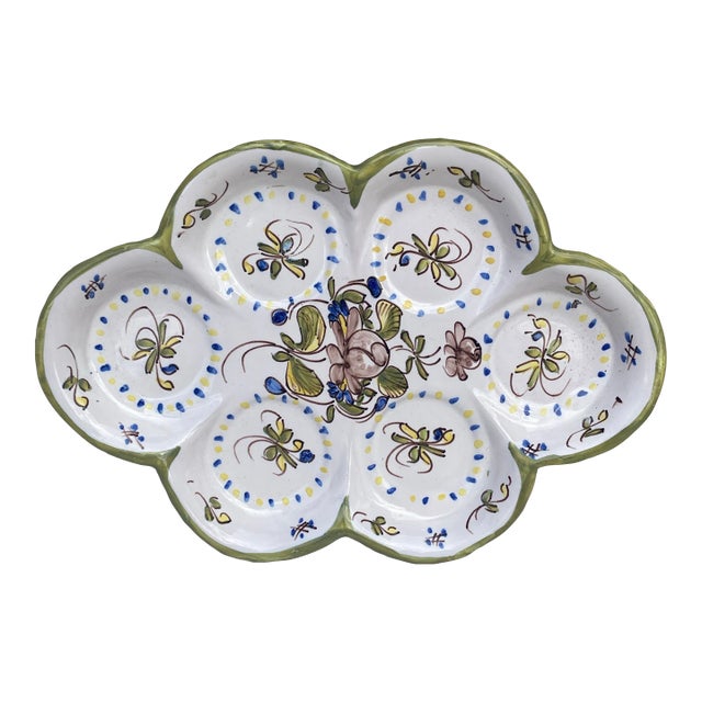 French Oval Faience Platter With Flowers Moustiers Style For Sale