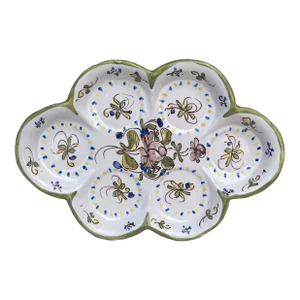 French Oval Faience Platter With Flowers Moustiers Style