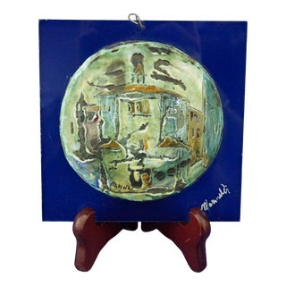 Vintage Lava Stone and Enamel Plaque by Mario Marinelli, 1950s For Sale