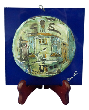 Vintage Lava Stone and Enamel Plaque by Mario Marinelli, 1950s