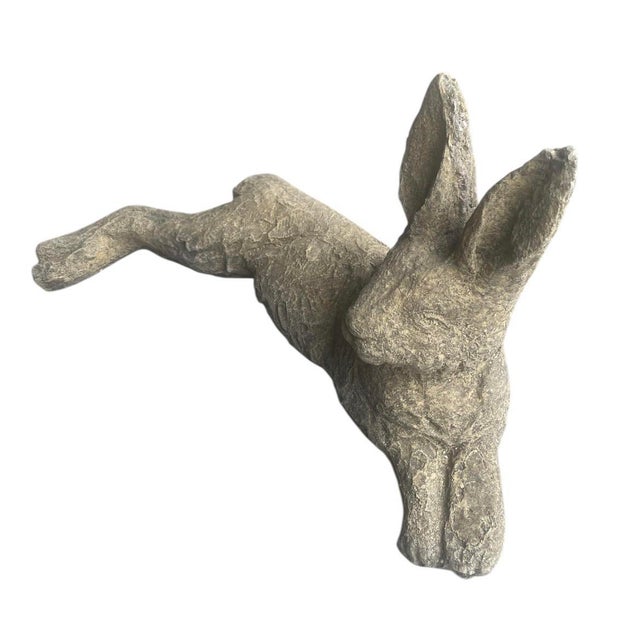 Pair of Vintage Reclining Cast Stone Garden Hares For Sale In West Palm - Image 6 of 11