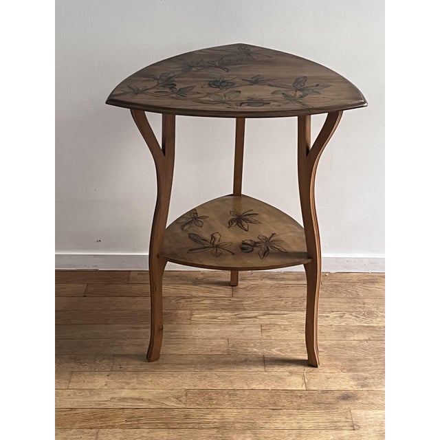 1910s Art Nouveau Chestnut Pedestal Side Table, 1910 For Sale - Image 5 of 9