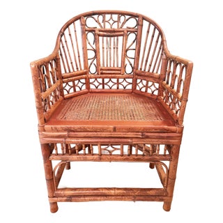 1970s Brighton Pavilion Style Tortoiseshell Bamboo & Cane Chinoiserie Armchair For Sale