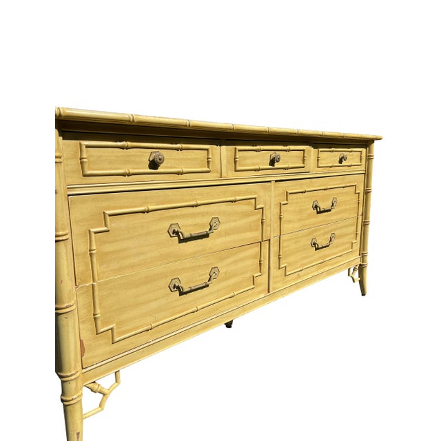 Boho Chic Vintage Faux Bamboo Dresser or Credenza Allegro by Thomasville For Sale - Image 3 of 10