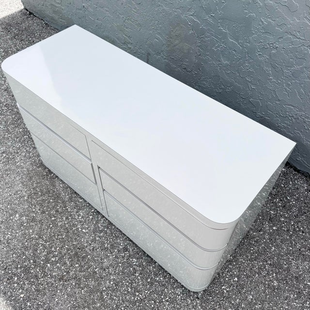 Postmodern Gray Gloss Laminate Curved Edge Dresser For Sale - Image 10 of 11