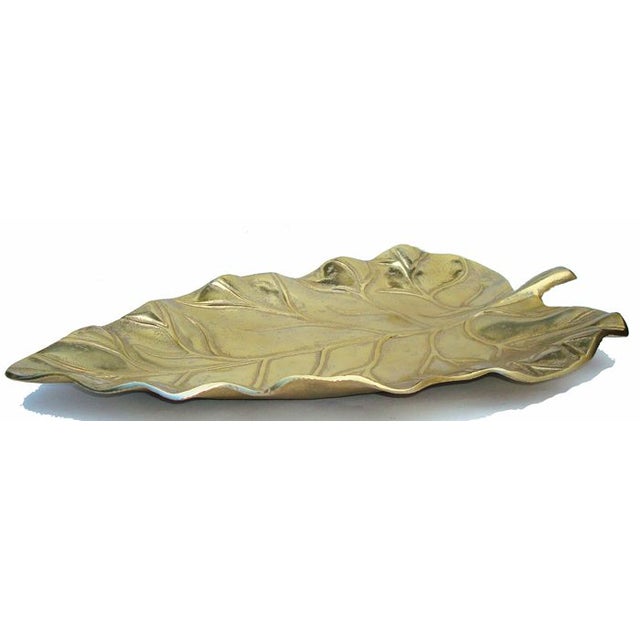 Large Brass Metal Leaf Decorative Tray/Dish Chairish
