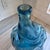 Mid-Century Modern Vintage Sculptural Aqua Blue Glass Demijohn Bottle Large MCM Style Art Glass Vase For Sale - Image 3 of 16