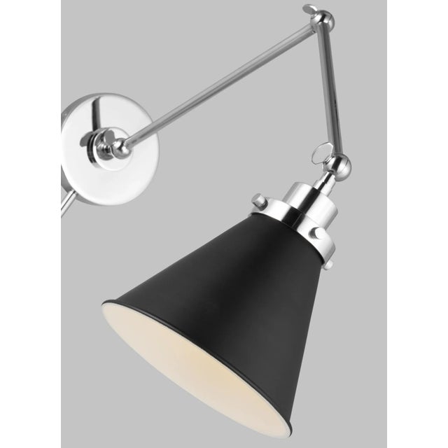 Chapman & Myers by Visual Comfort Studio Wellfleet Double Arm Cone Task Sconce, Midnight Black & Polished Nickel For Sale In Greenville, SC - Image 6 of 7