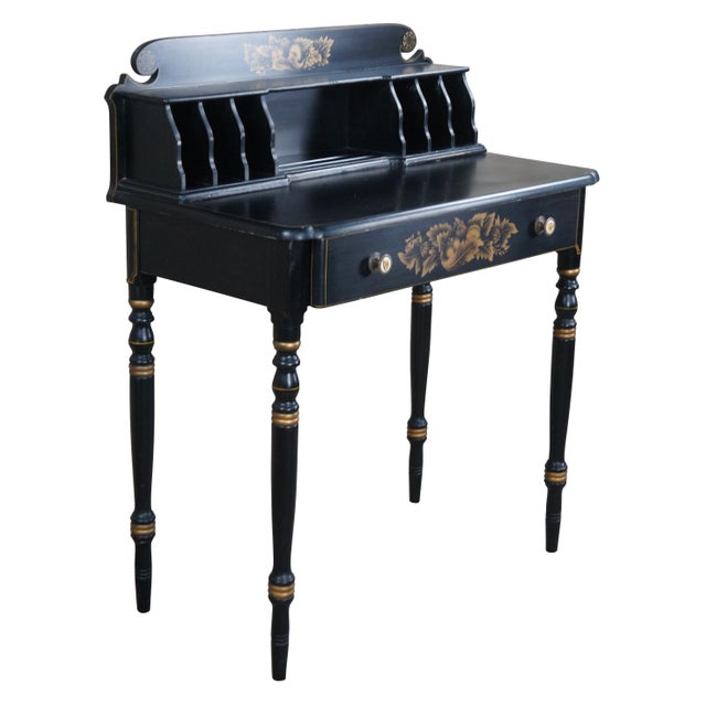 Early 20th Century Vintage Lambert Hitchcock Black Harvest Stenciled