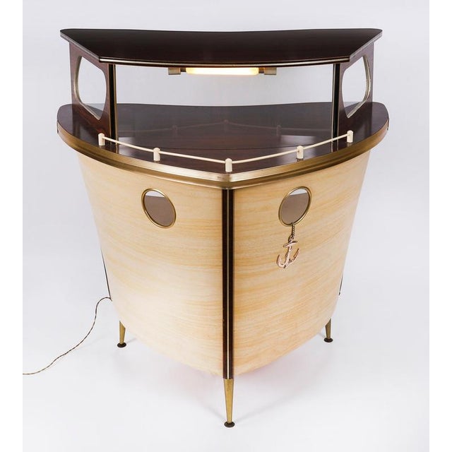 Vintage Modernist Boat Cocktail Bar by Umberto Mascagni for Harrods, 1950s For Sale - Image 18 of 18