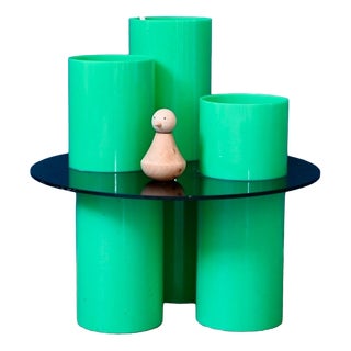 Pedestal Table in Green Acrylic Glass, 1980s For Sale