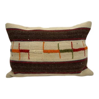 Turkish Hemp Pillow Cushion Natural Beige Brown Red Green Pillow Cushion Cover 16" x 24" For Sale