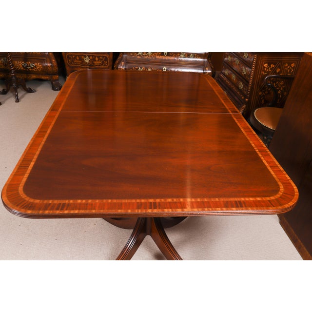 Brown Vintage George III Dining Table by William Tillman and Chairs, 1980s, Set of 11 For Sale - Image 8 of 18