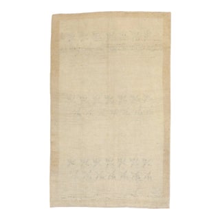 Vintage Muted Beige Turkish Oushak Rug - 3'4" x 5'2" For Sale