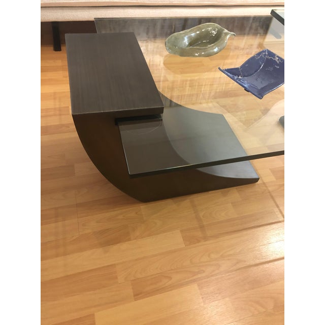 Modern Greg Sheres Style Bronze Cocktail Table with Glass Top For Sale - Image 4 of 5