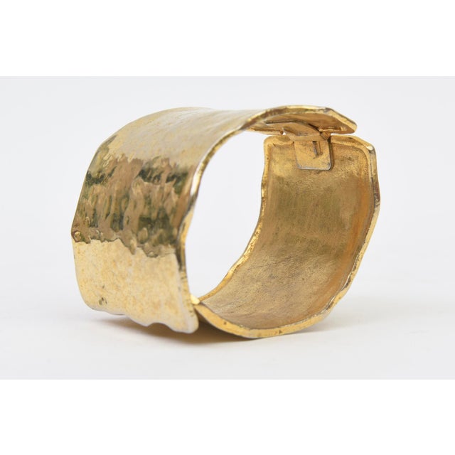 Robert Lee Morris Vintage Hand Hammered Gold Plated Cuff Bracelet For Sale - Image 4 of 10