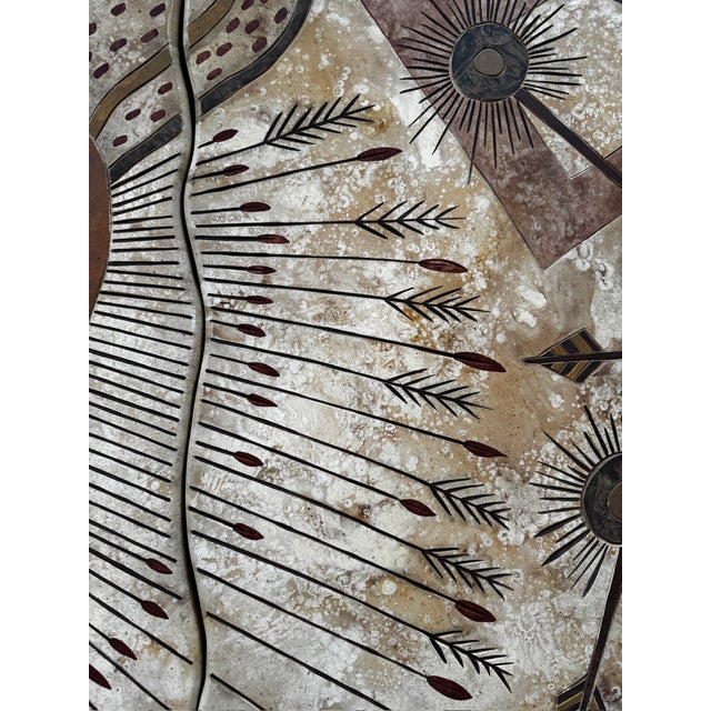 1990s R. Earnhart 1993 “Smokey Moon Shelter” Monumental Southwestern Triptych Wall Sculpture For Sale - Image 5 of 8