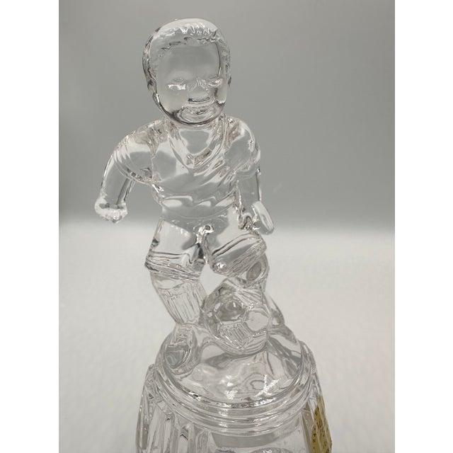 Late 20th Century Vintage German Princess House Clear Crystal Soccer Player Figurines Set of 3 For Sale - Image 5 of 11
