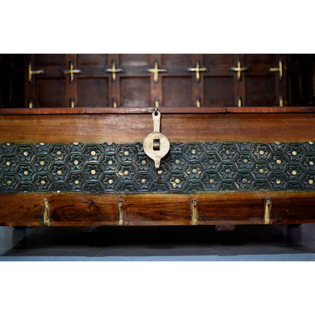 Vintage Indian Carved Wood Gold Pegasus Damchiya Daybed Hope Chest For Sale - Image 10 of 13