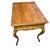 Vintage Bodart provincial stained oak occasional table with rectangular form, double pull-out drawers, carved shell...