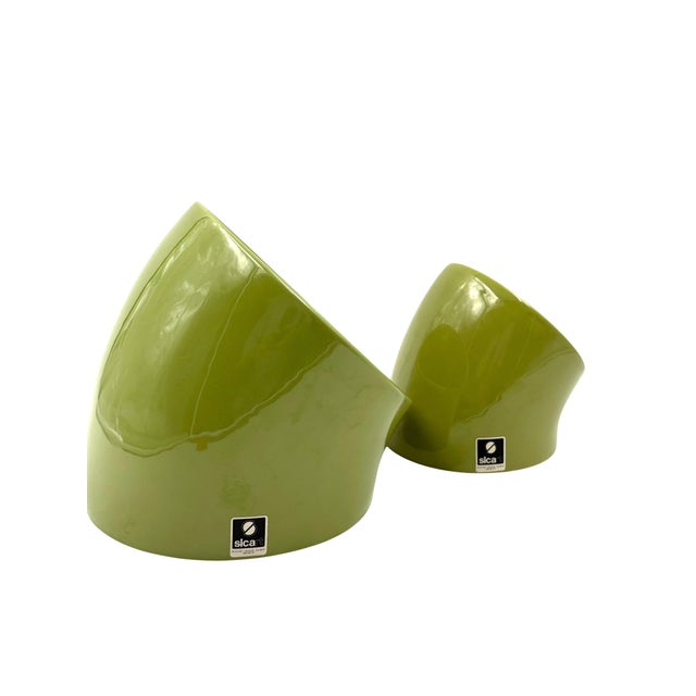 Green Circa 1970 Space Age Green Ceramic Vide Poche, Sicart Italy- Set of 2 For Sale - Image 8 of 11