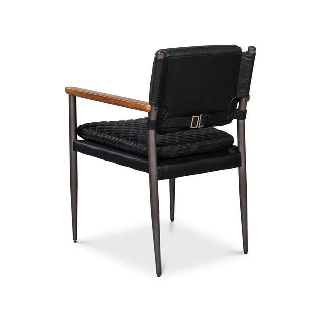 Mid-Century Modern Black Leather Armchair For Sale - Image 4 of 12