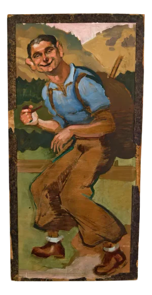 Michel Jamar, Hiker with a Pipe, 1930-1940, Oil on Panel