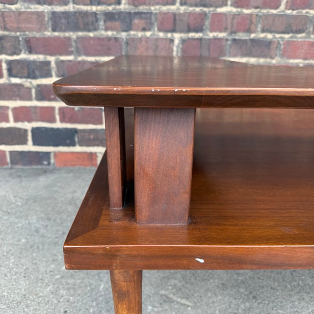 American of Martinsville Two-Tiered Wood Corner Table For Sale In Cleveland - Image 6 of 12