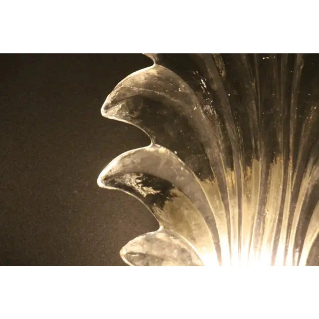 Tall Clear Murano Glass Palm Tree Leaf Sconces, 2000, Set of 2 For Sale - Image 7 of 13