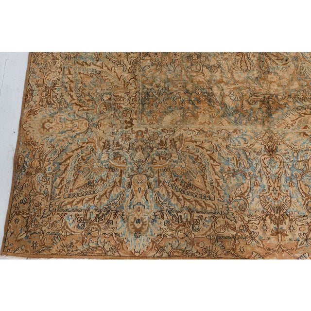 Authentic Persian Kirman Handmade Wool Rug For Sale - Image 9 of 10