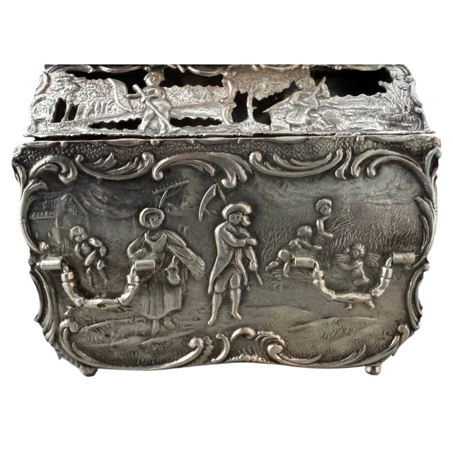 The 1887 Hooikaas Silver Bureau: An Architectural Miniature in Repoussé For Sale - Image 9 of 17