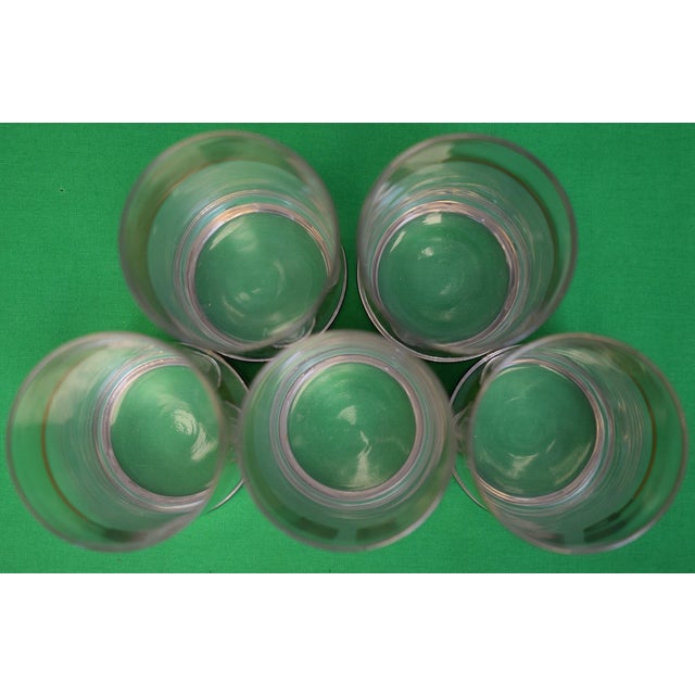 1970s Gucci Highball Glasses W/ Red & Green Surcingle Stripe Horsebit Motif (New/ Old Stock) - Set of 5 For Sale In New York - Image 6 of 6