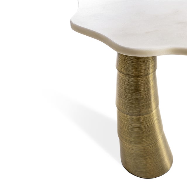 Contemporary Palm Side Table in Estremoz Marble and Brass by InsidherLand For Sale - Image 3 of 4
