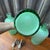 Vintage Green Decanter Bottles With Metal Siphon Discs and Monogram Discs - Set of 3 For Sale - Image 9 of 9