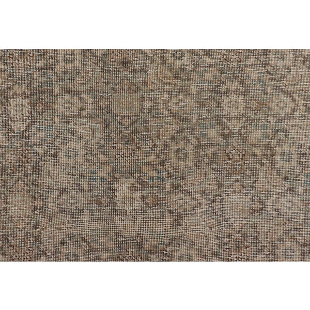 Light Green, Brown & Tan Persian Tabriz Antique Rug in All Over Herati Design 7'10 X 11'10 For Sale - Image 12 of 16